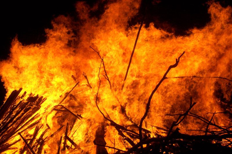 A large bonfire